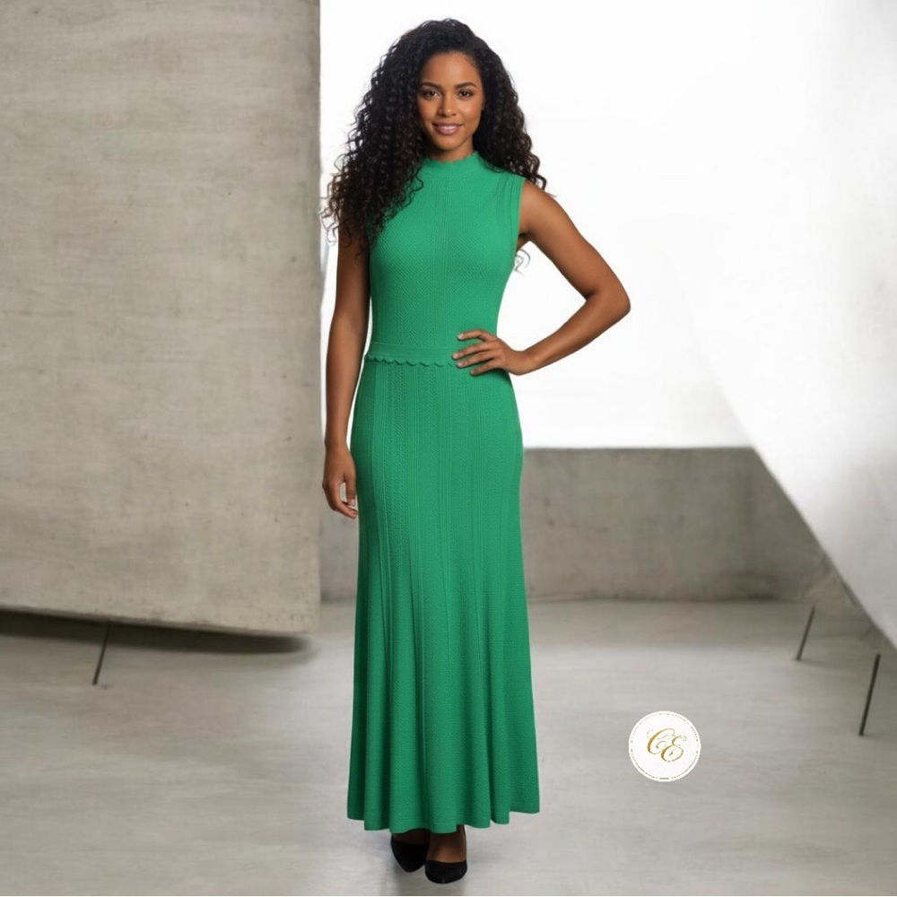 The Kooples Emerald Green Sleeveless Maxi Knit Dress